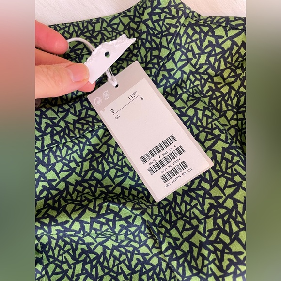 New COS stand collar a line poplin dress Kelly Green navy blue Patterned Dress 8 - Picture 7 of 16